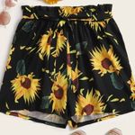 Romwe Shein Sunflower Belted Shorts Photo 0