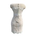 White & Nude Lace Floral Dress Photo 2