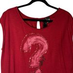 Desigual  Cabernet‎ Red Sleeveless Top Tee Sequins Question Mark Why? Size Large Photo 1