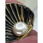 1930’s Art Nouveau pearl Clamshell dress clip Black Photo 7