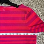 Lands' End Lands’ End Pink Fuschia Boatneck Striped 3/4 Sleeve Blouse Spring Neon Medium Photo 4