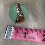 Mint Green Gold with Faux Paved Diamond Round Enamel Earrings with Post Backs Photo 5