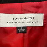 Tahari Striped Career Blazer Suit Jacket Black Professional wear Office Size 6 Photo 4