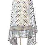 Vintage Sheer Blue Polka Dot Scarf Black Lace Border 70x42 Oversized Wrap Photo 4