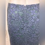 Tory Burch Size 2 Green Navy Lace Pencil Skirt Scalloped Embroidered Floral Slit Photo 2