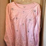 Classic Elements  Pink Top with Embroidered and embellished Snowflakes xl Photo 0
