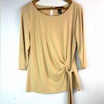 Joan Vass  L Long Sleeved Side Swag Top in Beige Photo 0
