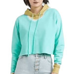 Wild Fable  Blue and Gold Tie-Dye Cropped Hoodie Sweatshirt Size XL Tie-Dye Top Photo 0