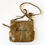 Lucky Brand  Foldover Crossbody Bag Whipstitch Leather Olive‎ Green Boho Festival Photo 1
