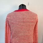 WAYF  Open Knit Stripe Crewneck Sweater White Pink Photo 9