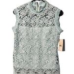 Nanette Lepore Mint Green Sleeveless Mock Neck Formal Lace Blouse Women SZ S Photo 0