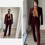 ZARA  STRAIGHT CUT BLAZER OVERSIZED JACKET WINE BURGUNDY SIZE XS NEW Photo 6