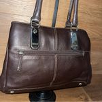 Tignanello chocolate Brown Leather Shoulder Bag multi pocket magnetic closure Photo 2