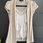 Heart soul  Layered Short Sleeve Cardigan Blouse Y2K Women’s Sz M EUC Photo 0