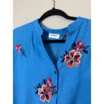 Kindred  Womens Floral Embroidered Button Up Shirt Top Size 1X Boho Blue Cottage Photo 3