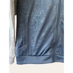 Adidas Floral Embossed Blue Zip Up Striped Sleeve Athletic Track Jacket Size S Photo 3