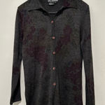Nina Leonard dress Vintage Dark Floral Collared Cardigan wool blend‎ size small Purple Photo 0