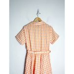 Maison Tara Gingham Belted Midi Shirtdress Size 14 Orange Lightweight Photo 12