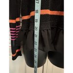 Mac & Jac Black/Multi‎ Striped Sweater Round Neck Long Sleeve Size XL Open Knit Black Photo 2