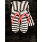 Henri Bendel  stripes pink flip flops shoes 9.5 Photo 4
