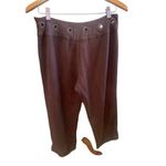Larry Levine  Chocolate Brown Cuffed Capri Pants With Medallions at Waist Fully L Photo 3