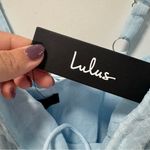 Lulus  Darling Confidence NWT Large Light Blue Rosette Bustier Lace-Up Midi Dress Photo 7