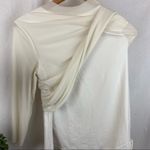 Kensie  White Long Sleeve Double Layer Mesh Top L Photo 3