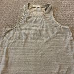 Lovestitch  Cream & Black Stripe High Neck Raw Hem Racerback Tank Top Photo 4