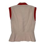 American Vintage Vintage OOAK 80s Beige Red Trim Sleeveless Blazer Vest Button Front Top small Photo 2