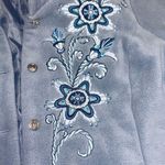Bob Mackie Fleece Jacket Size 2XL Blue Floral Embroidery Photo 2