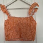 Orange Gingham Ruffle Strap Top Photo 5