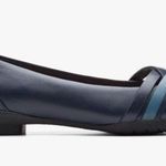 Clarks Women's Sara Clover Navy Blue Ballet Flats New 10 W Leather Up Comfort Photo 2