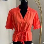 Calligraphie Womens Short Sleeve V-Neck Button Down Petite Crop Top Size PL Photo 0