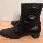Salvatore Ferragamo Women's Black Leather Square Toe Ankle Boots Size 11B Photo 0