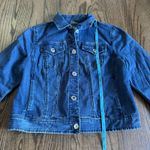 Chico's  Womens Blue Jean Denim Jacket Size 1/Medium Dark Wash Stretch Cotton Photo 8