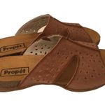 Propet Fionna Leather Cork Laser Cut Slides Sandal Womens Brown 7 Photo 5