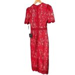 Lulus NWT  Red Crochet Lace Amore Fitted Midi Dress Size XS Wedding Guest NEW Photo 8