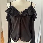 MIA  Joy black ruffle blouse M Photo 0