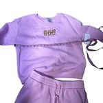 Cozy Holiday Fleece 2 Piece Short Sweatshirt Set Holiday Cats Large Pink Photo 10