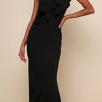 Lulus New Grand Beauty Black Ruffled One-Shoulder Mermaid Maxi Dress Photo 1