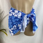 Blue & White Hibiscus Floral Print Bikini Bottoms & Cover Up Skirt Set M Size M Photo 5