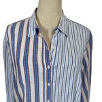 Xirena Beau Boyfriend Button Down Shirt in Tide Blue Stripes Pattern Mixing Size M Photo 6