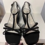 Taryn Rose Black Leather T-Strap Sandals Heels Dressy Occasion Size 8.5 Photo 4