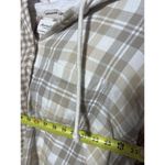 American Eagle Cropped Hooded Farmcore Plaid Brown Tan Flannel Shirt Size L Photo 6