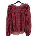 Ulla Johnson Medine Red Patterned Ruffle Silk Blouse US 6 Photo 3