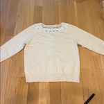 Studio I Vtg Stufio Cardigan Cottagecore Lace Trim Cream Silk Size Petite Large Photo 3