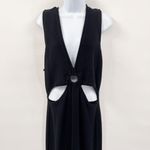 Calvin Klein  Cutout Plunging V Neck Bodycon Knit Sleeveless Midi Dress Black Photo 3