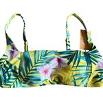 Kona Sol NWT!  Yellow / Green Leaf and Floral Print Bikini Top Size Medium Photo 0