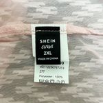 SheIn Pink Sheer Chevron Faux Pearl Puff Flounce Sleeve Pussycat Bow Blouse 2XL Photo 8