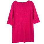 Chico's  Lace Sheath Dress Sz 16 Hot Pink Wedding Party Feminine Bold Cocktail Photo 5